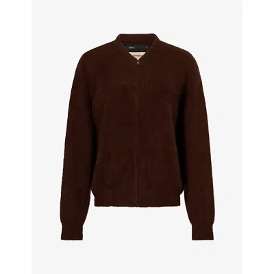 Frenckenberger Womens Americano Mini Bomber Wool-and-silk Cardigan In Brown