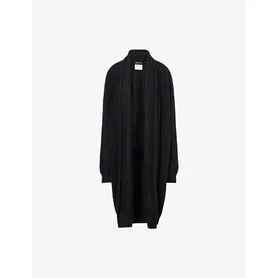 Frenckenberger Womens Black Big Relaxed-fit Cashmere And Silk Cardigan Xs