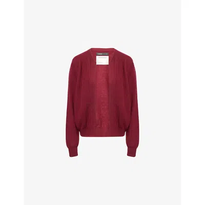 Frenckenberger Womens Burgundy Brushed Relaxed-fit Cashmere Jacket Xs In Red