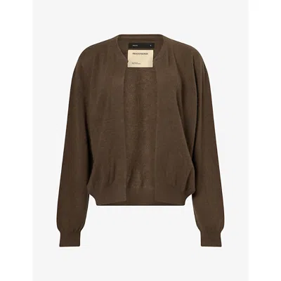 Frenckenberger Womens Cacao Mini Bomber Cashmere Cardigan In Brown