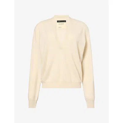 Frenckenberger Womens Chalk Johnny V-neck Cashmere Jumper In Pink