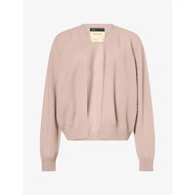 Frenckenberger Womens Vintage Mini Bomber Cashmere Cardigan Xs In Pink