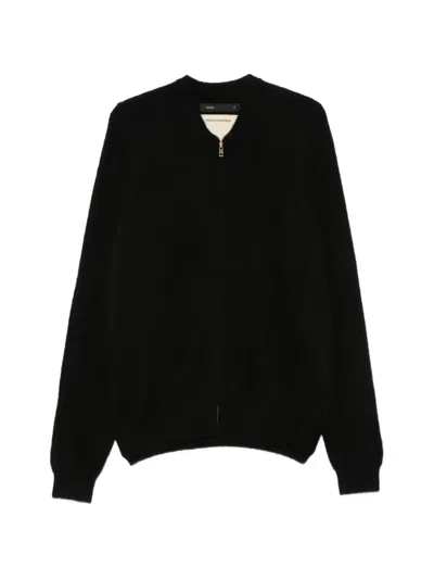 Frenckenberger Zip-up Knitted Cardigan In Black