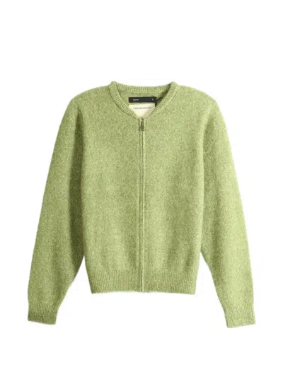 Frenckenberger Zip-up Ribbed-trim Cardigan In Green