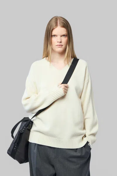 Frenken Arrange Scarf V-neck Jumper In Nude & Neutrals