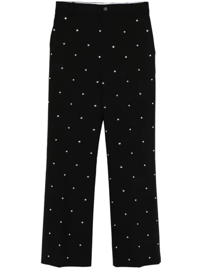 Frenken Belcut Swarovski-embellished Trousers In 黑色