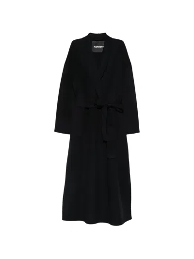 Frenken Belted Shawl-collar Coat In Black