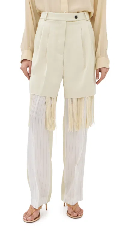 Frenken Blunt Satin Fringe Pants Butter In Yellow