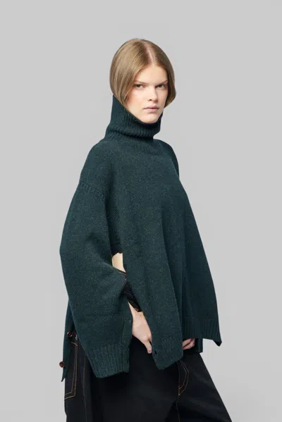 Frenken Button Wool Jumper In Green