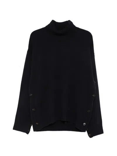 Frenken Button-detail Roll-neck Knitwear In Blue