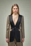 Frenken Collar Blazer No Lapel In Brown