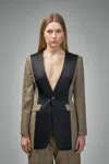 Frenken Collar Blazer No Lapel In Brown