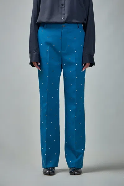 Frenken Diamand Bel Cut Swarovski Trouser In Blue