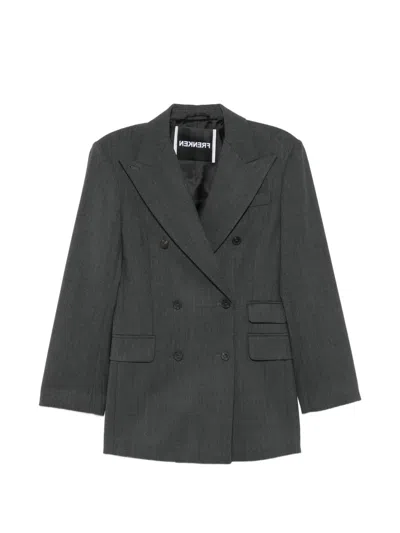 Frenken Double-breasted Peak-lapel Blazer In Gray