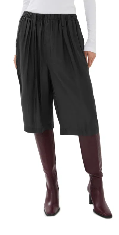 Frenken Found Silk Habutai Pants Dark Brown In Black
