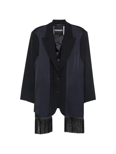 Frenken Fringe-trimmed Layered Jacket In Blue
