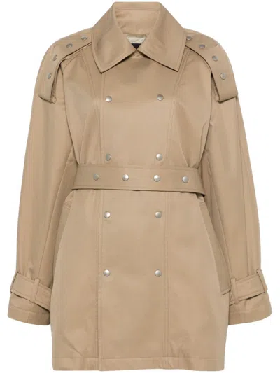 Frenken Gabardine-weave Trench Coat In Brown