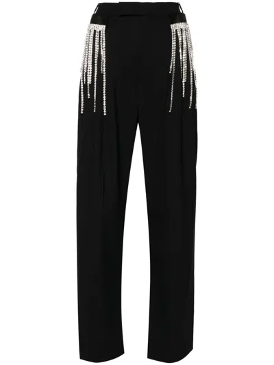 Frenken Gem-embellished Fringed Straight Trousers In Blue