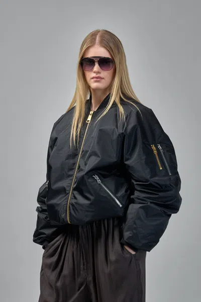 Frenken Nylon Bomber Jacket Coat In Black