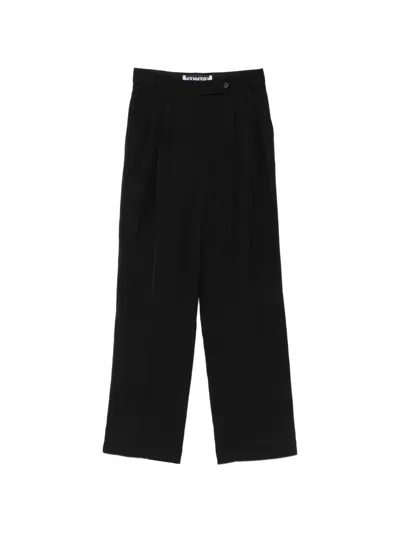 Frenken Pleated Straight-leg Trousers In Black