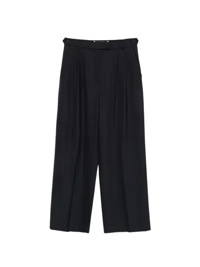 Frenken Pleated Wide-leg Trousers In Black