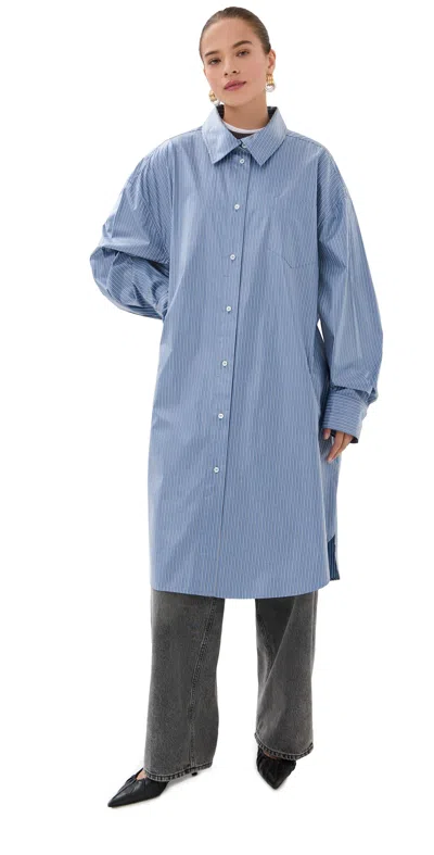 Frenken Rain Waterproof Stripe Big Overcoat Stripe Blue