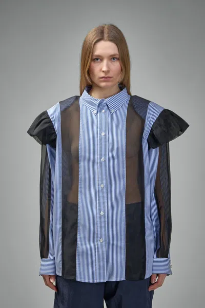 Frenken Ralf Ruffled Sliced Oversized Shirt In Blue