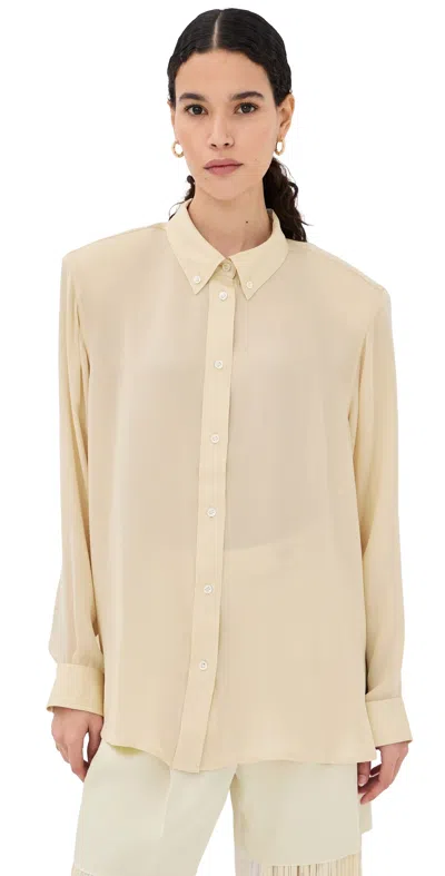 Frenken Ralf Silk Classic Oversized 1980's Men's Shirt Butter In Brown