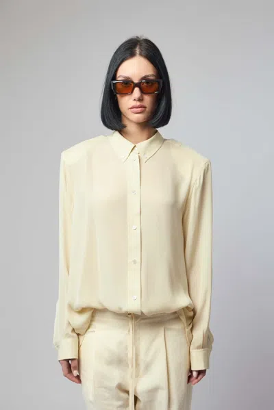 Frenken Ralf Silk Classic Oversized Shirt In Nude & Neutrals
