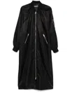 Frenken Reward Long Nylon Bomber Jacket Coat In Black