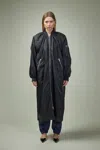 Frenken Reward Long Nylon Bomber Jacket Coat In Black