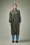 Frenken Reward Long Nylon Bomber Jacket Coat In Green