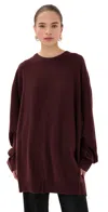 Frenken Round Cash-wool Sweater Burgundy In Burgundy