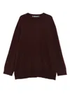 Frenken Round Cash-wool Sweater Burgundy In Burgundy