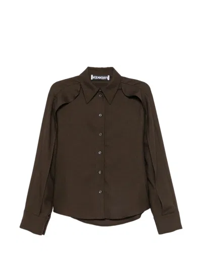 Frenken Ruffled-trim Long-sleeve Shirt In Animal Print