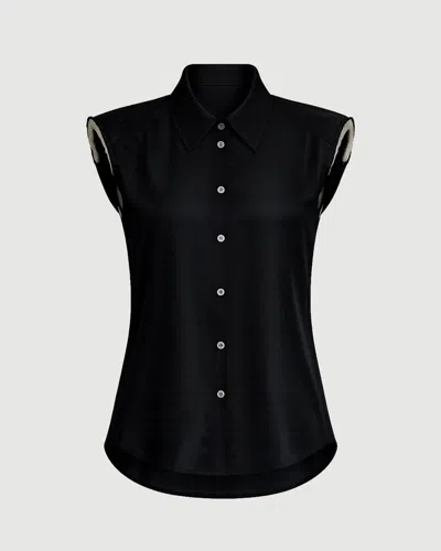 Frenken Shouldered Silk Shirt Black