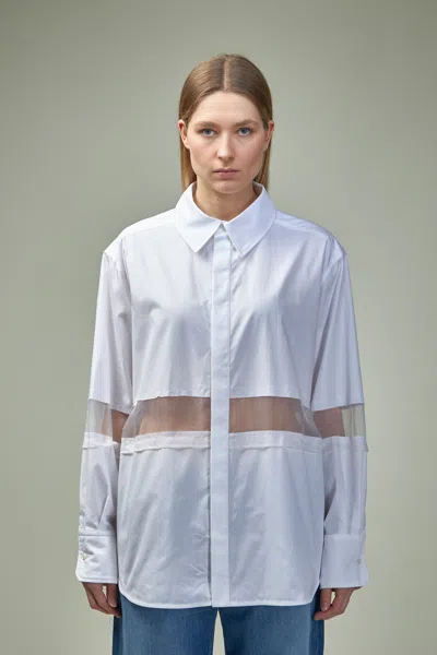 Frenken Street Poplin Organza Oversized Shirt In White