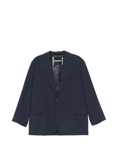 Frenken Striped Peak-lapel Blazer In Blue