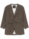 Frenken Wrap Summer Wool Blazer In Brown