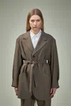Frenken Wrap Summer Wool Blazer In Brown