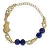 Frenvyrn Men's Gold / Blue Cat Convertible Lapis Bracelet Bag Charm Small
