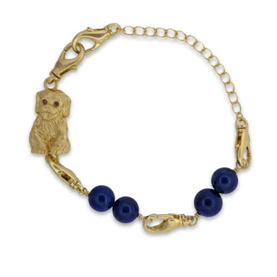 Frenvyrn Men's Gold / Blue Puppy Convertible Lapis Bracelet Bag Charm Small