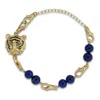 Frenvyrn Men's Gold / Blue Tiger Convertible Lapis Bracelet Bag Charm Medium