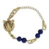 Frenvyrn Men's Gold / Blue Tiger Convertible Lapis Bracelet Bag Charm Small