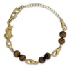 Frenvyrn Men's Gold / Brown Cat Convertible Tiger's Eye Bracelet Bag Charm Medium