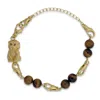 Frenvyrn Men's Gold / Brown Puppy Convertible Tiger's Eye Bracelet Bag Charm Medium