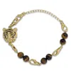 Frenvyrn Men's Gold / Brown Tiger Convertible Tiger's Eye Bracelet Bag Charm Medium