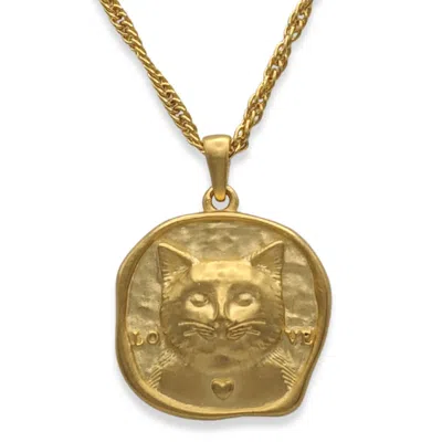 Frenvyrn Men's Gold / Green Lars Reversible Cat Coin Necklace, Gold Vermeil In Multi