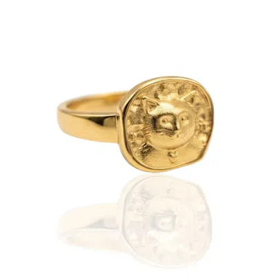 Frenvyrn Men's Gold Vermeil Lars Cat Coin Ring