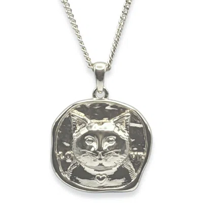 Frenvyrn Men's Lars Cat Coin Necklace, Sterling Silver